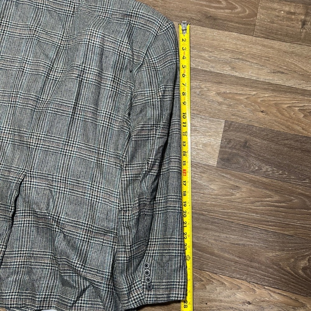 Tom James Blazer Mens 48L Grey Glen Plaid Wool Two Button Custom Sport Coat - Picture 7 of 7